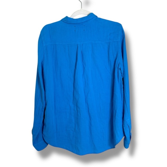 Xirena Cotton Bright Blue Button Down Shirt Size Small - Picture 6 of 6